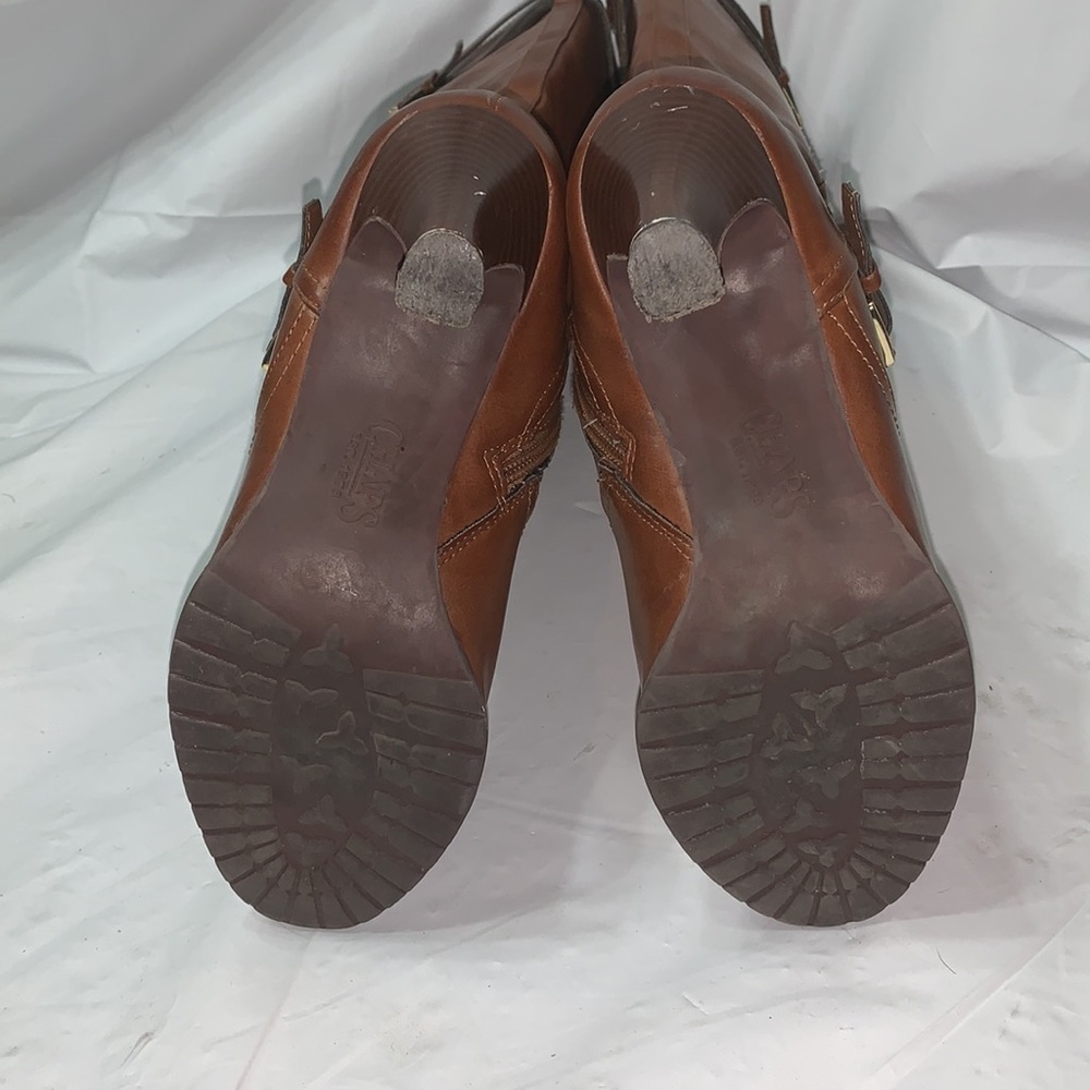 Chaps Brown Fargo Size 9B Heeled calf Synthetic Leather Boot - Picture 9 of 9